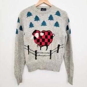 Vintage Woolrich Checkered Sheep Wool Sweater Grey Medium
